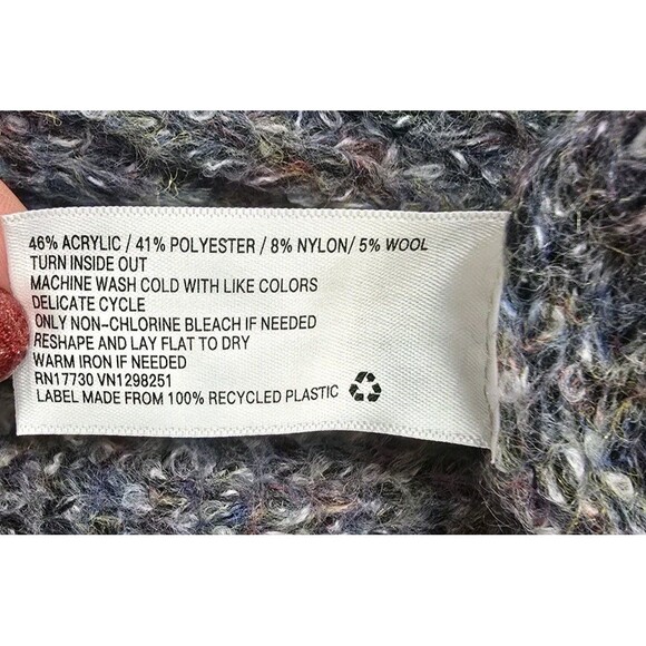 Universal Thread Cardigan Women XL Blue Gray Open Front Knit Pockets Wool Blend - Picture 7 of 7